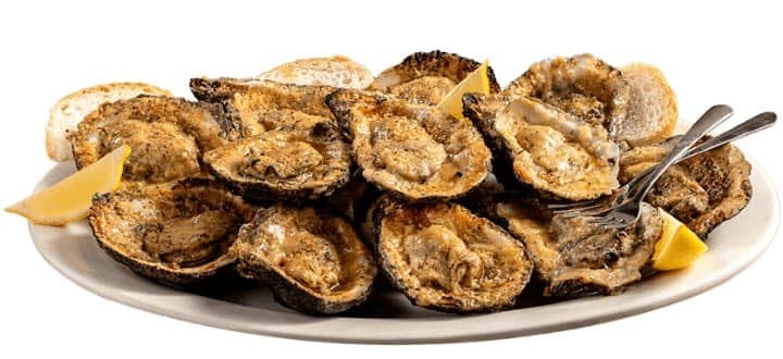 Chargrilled oysters at Acme Oyster House at Seascape in Miramar Beach