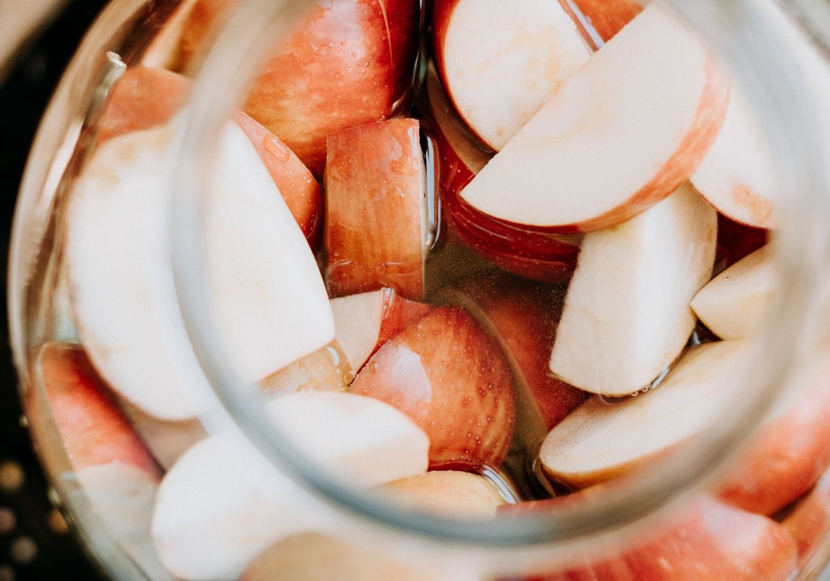 Chopped apples ready for an apple cider shrub