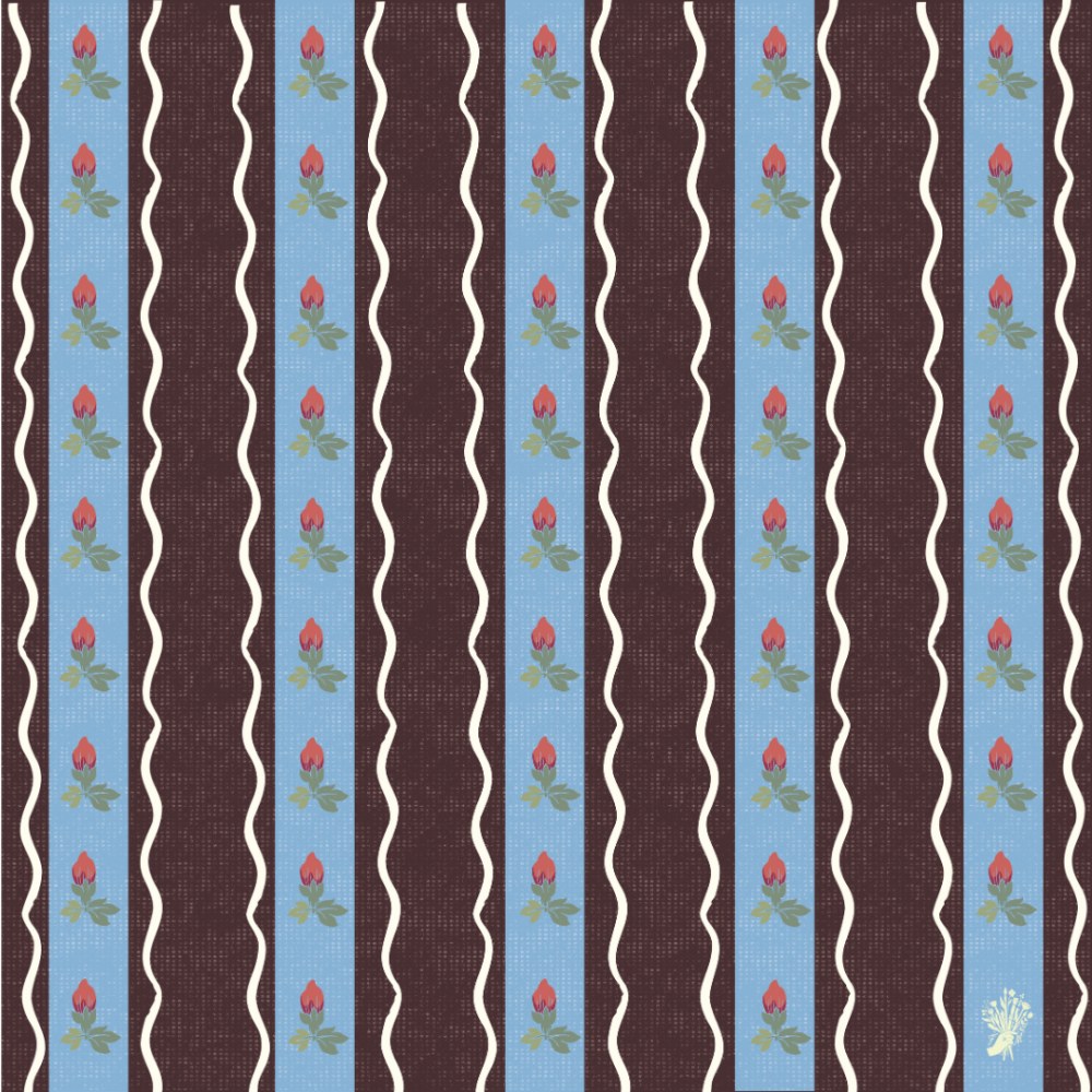 Fait à Main Saint-Rémy mahjong mat in chocolate and sky blue stripes