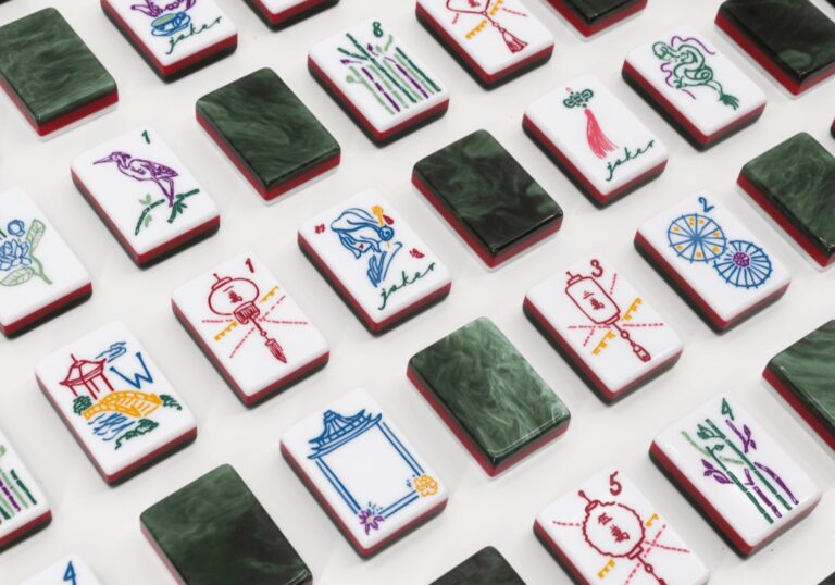 Miss Mahjong malachite mahjong tiles laid out in rows