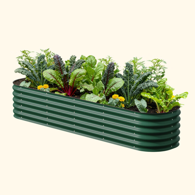 Vego Garden 17-inch modular metal raised garden bed in British Green